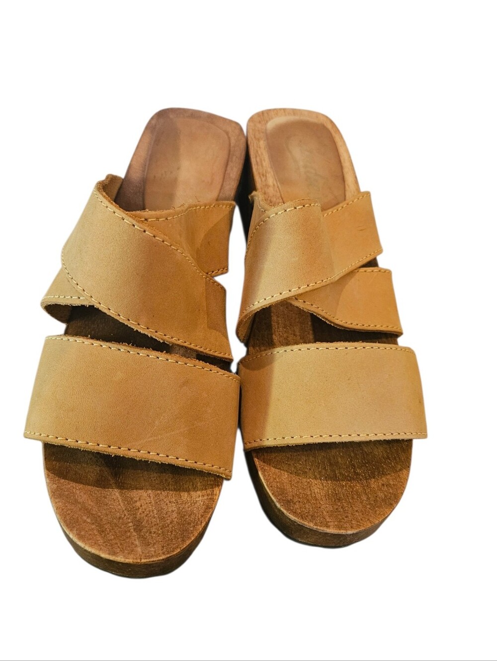 Candies Vintage Y2K Wooden Leather Clogs Womens - Picture 2 of 8